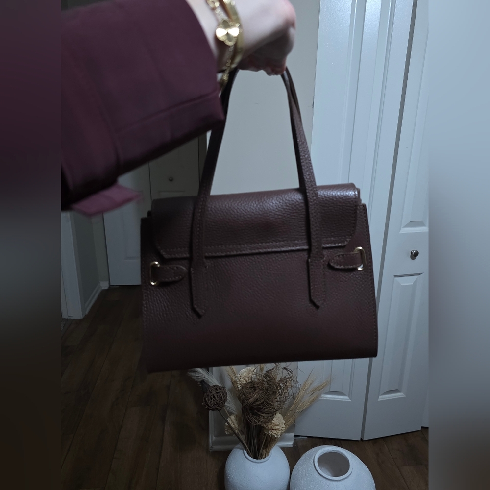 Rich Brown Italian Genuine Leather Satchel Handbag - Picture 11 of 12